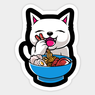 Kawaii Cat Ramen Bowl Funny Anime Noodles Kitty Sticker